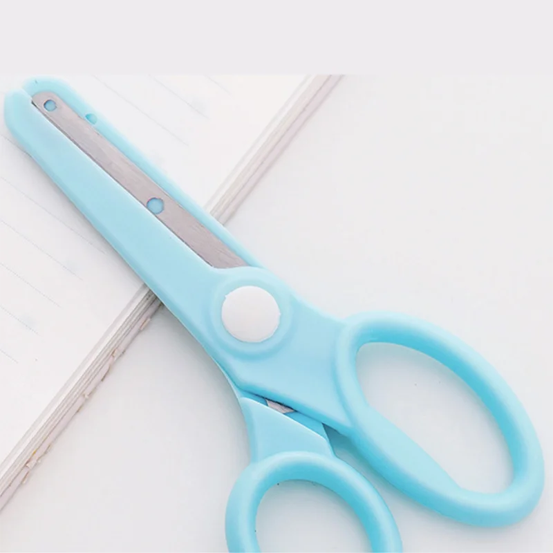 Kawaii однотонная бумага ножницы ручной работы для детей студентов DIY Фото Скрапбукинг резка принадлежности творческие канцелярские принадлежности - Цвет: blue