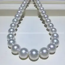 Women Gift word 925 Sterling silver real The Philippines sea pearl 10 12mm Nanyang pearl necklace