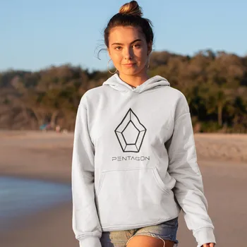 

Pentagon Kpop Hoodie Pentagon Hoodies Big Sizes Streetwear Hoodies Women Gray Cotton Simple Long Sleeve Graphic Pullover Hoodie