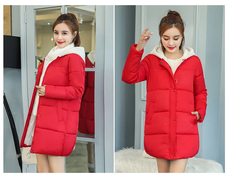 Пальто для женщин зима теплая плотная длинная свободная пуховая парка новая Корейская куртка с капюшоном Пальто модная куртка женская зимняя верхняя одежда