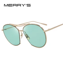 MERRYS женские модные солнцезащитные очки, классические брендовые дизайнерские солнцезащитные очки, винтажные двойные лучевые очки с металлической оправой S8006