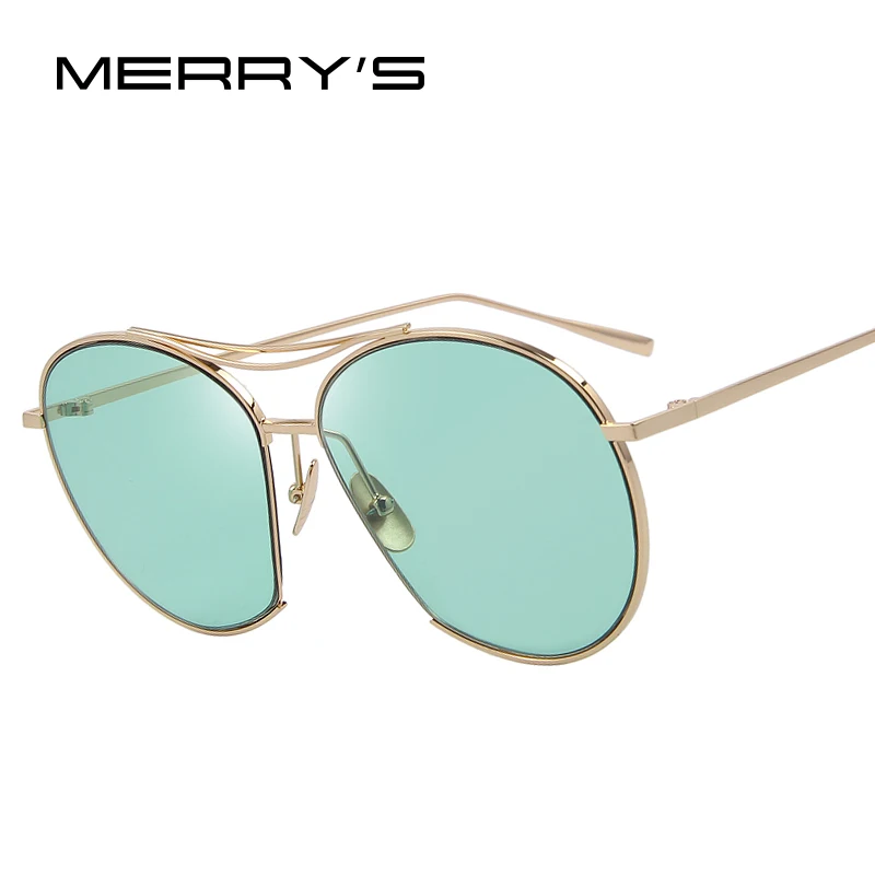 

MERRYS Women Bang Fashion Sunglasses Classic Brand Designer Sunglasses Vintage Twin Beam Metal Frame Glasses S8006