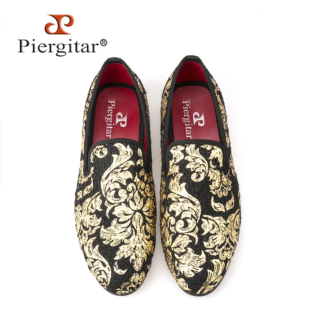 Piergitar New High end Gold printing Men Shoes Luxury Fashion Men