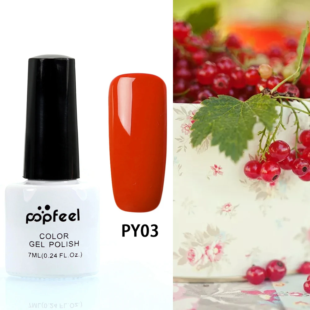 PY02 Popfeel, 7 мл, Гель-лак для ногтей, чистый цвет, лак, светодиодный, лампа, замачивается, для маникюра, УФ-Гель-лак, сделай сам, лак для ногтей, украшение - Цвет: PY02