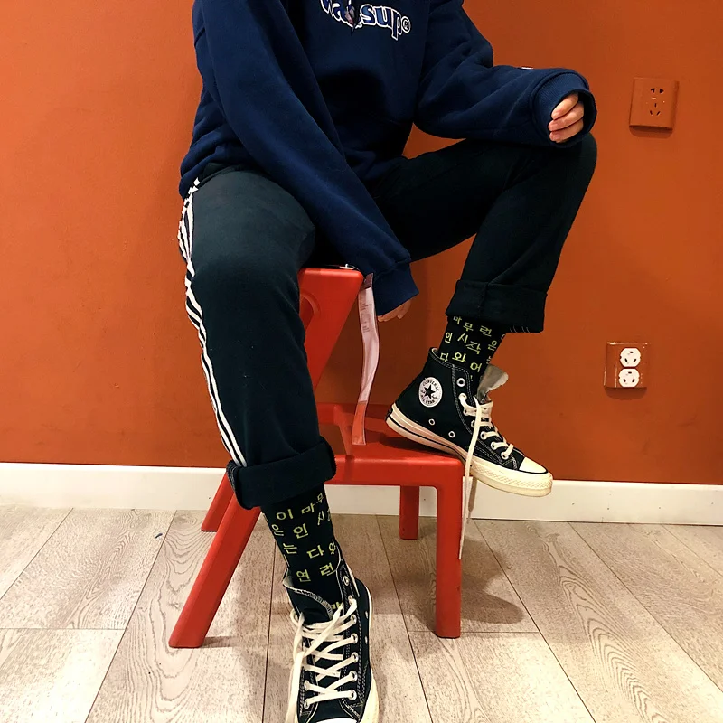 Хип-хоп рэп корейские модные буквы уличного стиля личности самостоятельные хлопковые носки мужские и wo мужские носки