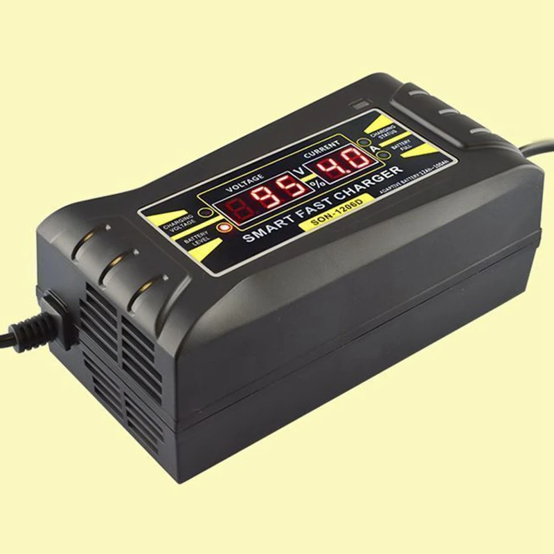 Professional Full Automatic font b Battery b font Charger Car 12V 6A EU Plug Smart Fast