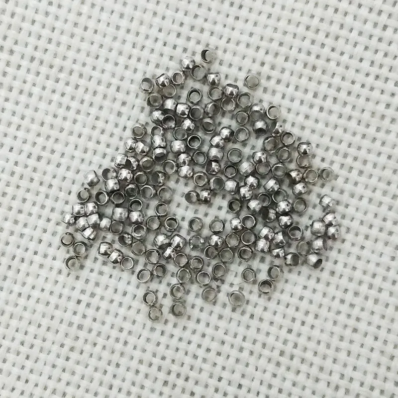 1200pcs 2mm Round Positioning beads Metal Beads Crimp End Bead For Diy