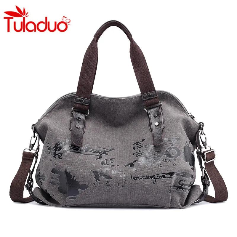 

Women's Shoulder Bags Vintage Graffiti Canvas Handbags Famous Designer Female Shoulder Bags Ladies Totes Fashion Large Handbags