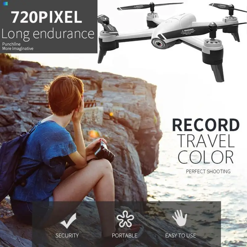 Дрон с дистанционным управлением 2,4 ГГц wifi FPV 720 P/1080 P/2 K HD Двойная камера 18 минут полёт Безголовый режим RC вертолет Квадрокоптер - Цвет: white 720p