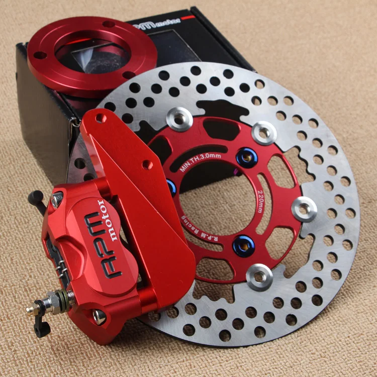 

Universal Motorcycle Rear Flat Fork Brake Kit 40mm Brake Calipers + 220mm Brake Discs For Yamaha Honda Scooters Moto