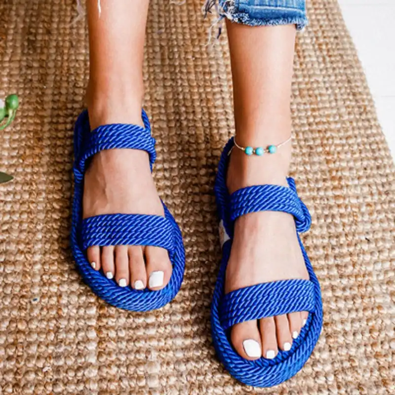 peep toe flat espadrille sandals