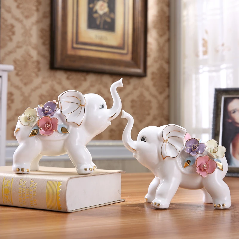 Elephants Decorations Creativity Ceramics Baby Elephants Living Room TV