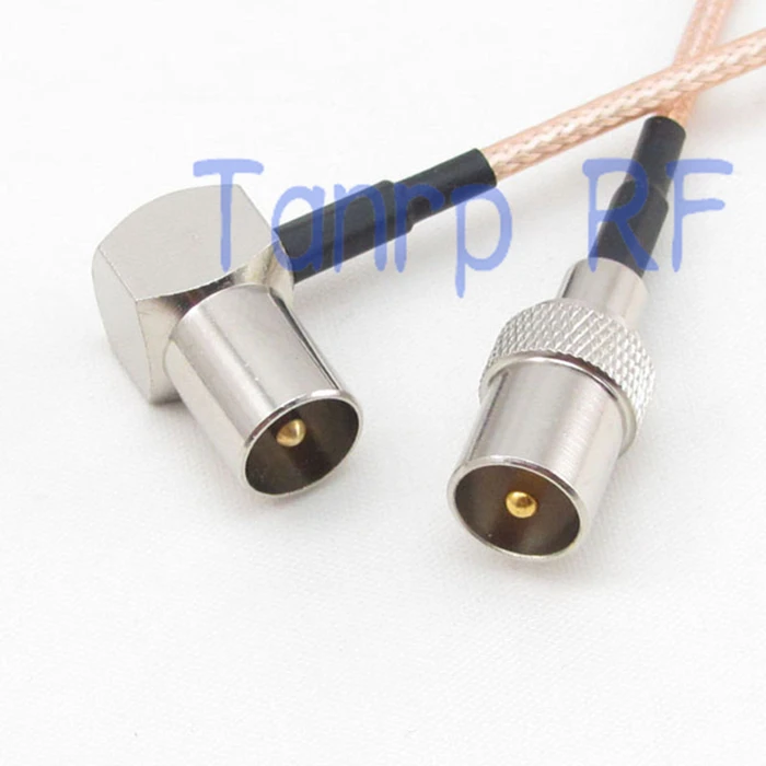 

12in TV male plug to TV male plug right angle RF adapter connector 30CM Pigtail coaxial jumper extension cord cable RG316