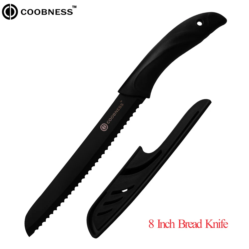 COOBNESS Professional Kitchen Knife Meat Vegetable Chopper Knives 3Cr13 Steel Bread Santoku Knife PP+TPR Handle Knives Tools - Цвет: 8 Inch Bread