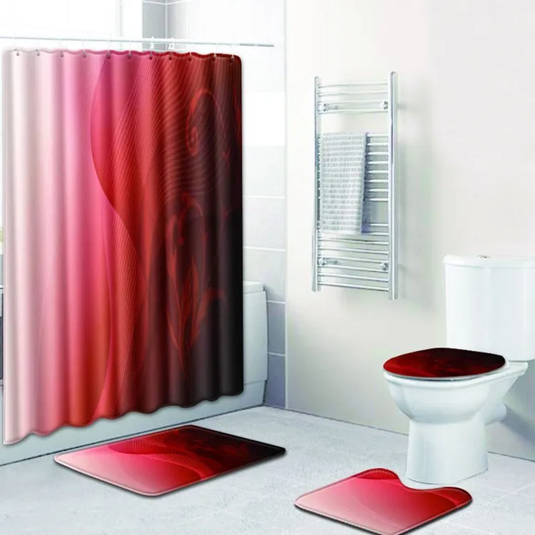4 шт., красный, черный, с постепенным изменением, Banyo Paspas, набор ковриков для ванной, Tapete Banheiro, моющийся коврик для туалета, Alfombra Bano - Цвет: As Picture