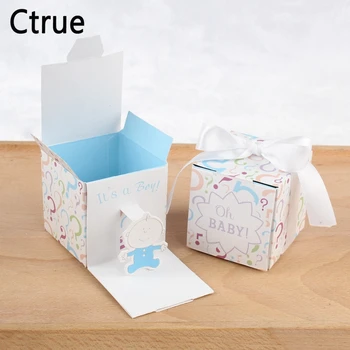 

12Pcs It's a boy baby shower pink blue Candy Box Chocolate Boxes it's a girl Baby Shower favor birthday party decorations kids