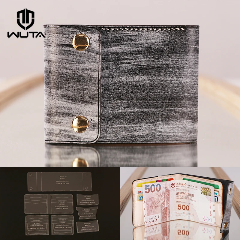 

WUTA 703 DIY Wallet Acrylic Template Leathercraft Clear Pattern Set Model for Making Short Wallet Purse Leather Handcraft Tools