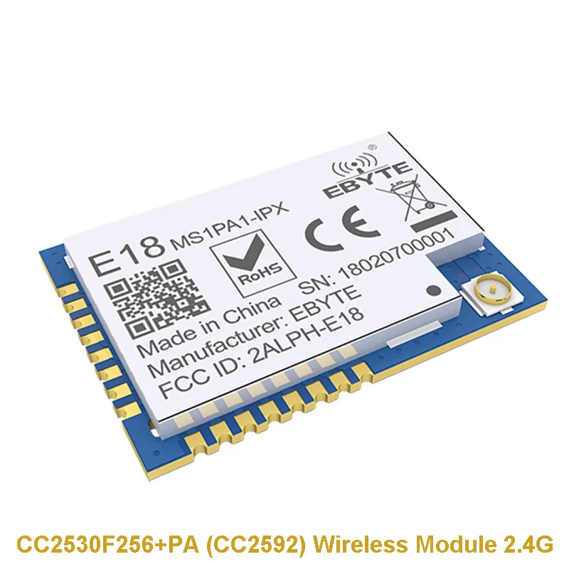 

TI solution CC2530F256+PA (CC2592) Wireless Module 2.4G Zigbee Development Board IPEX/IPX E18-MS1PA1-IPX