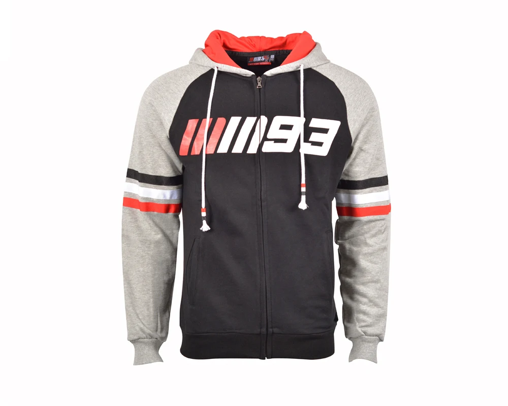 

Marquez 93 Moto GP zipper hoodie MM93 sweatshirt wool jacket black and gray casual warm sweater