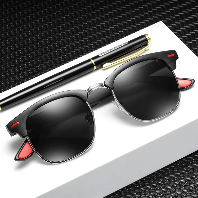 Классические поляризационные солнцезащитные очки, фирменный дизайн, для женщин и мужчин, для вождения, солнцезащитные очки, Ретро стиль, полуоправа, очки с защитой от уф400 лучей