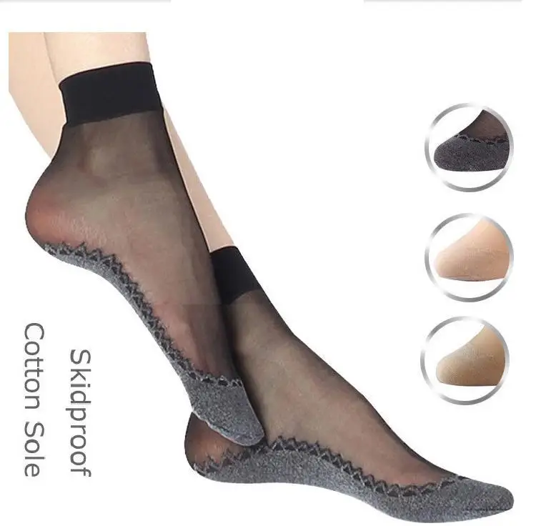 Hot 2pairs High Quality Noil Silk Invisible Seamless Women Ankle Socks