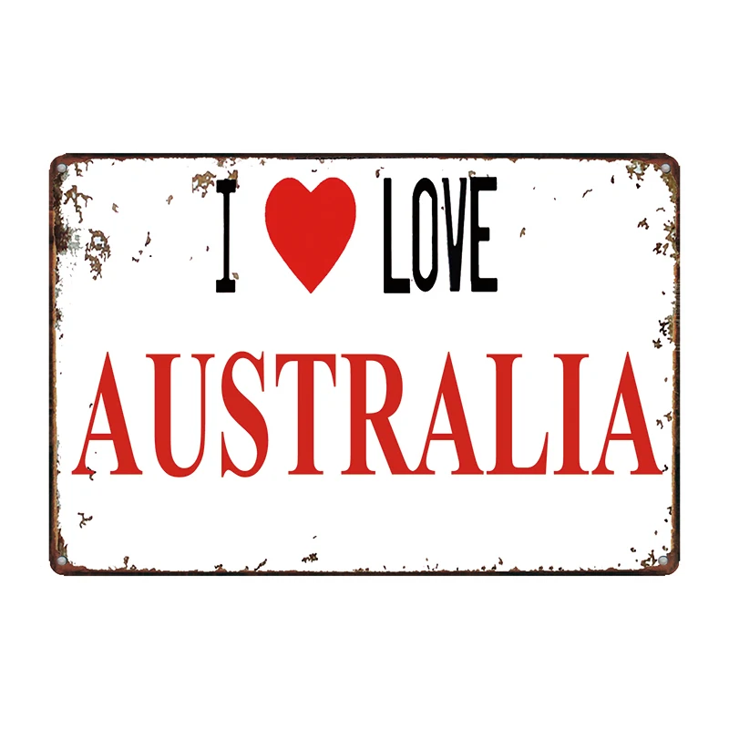 I Love Australia Metal Plate Vintage Home Decor Tin Sign Bar Pub Garage