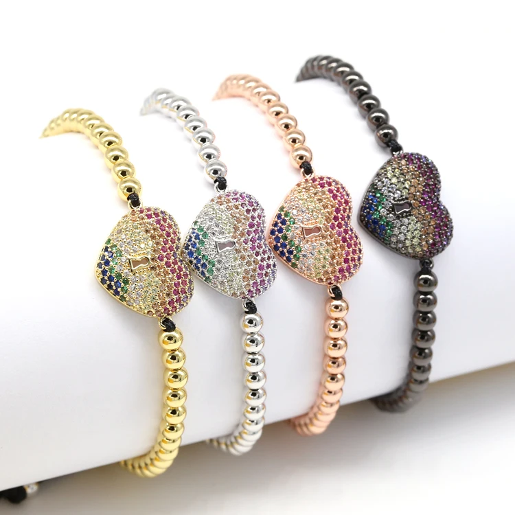 10pcs/Lot Wholesale Fashion Design Charms Heart Bracelets Woman CZ