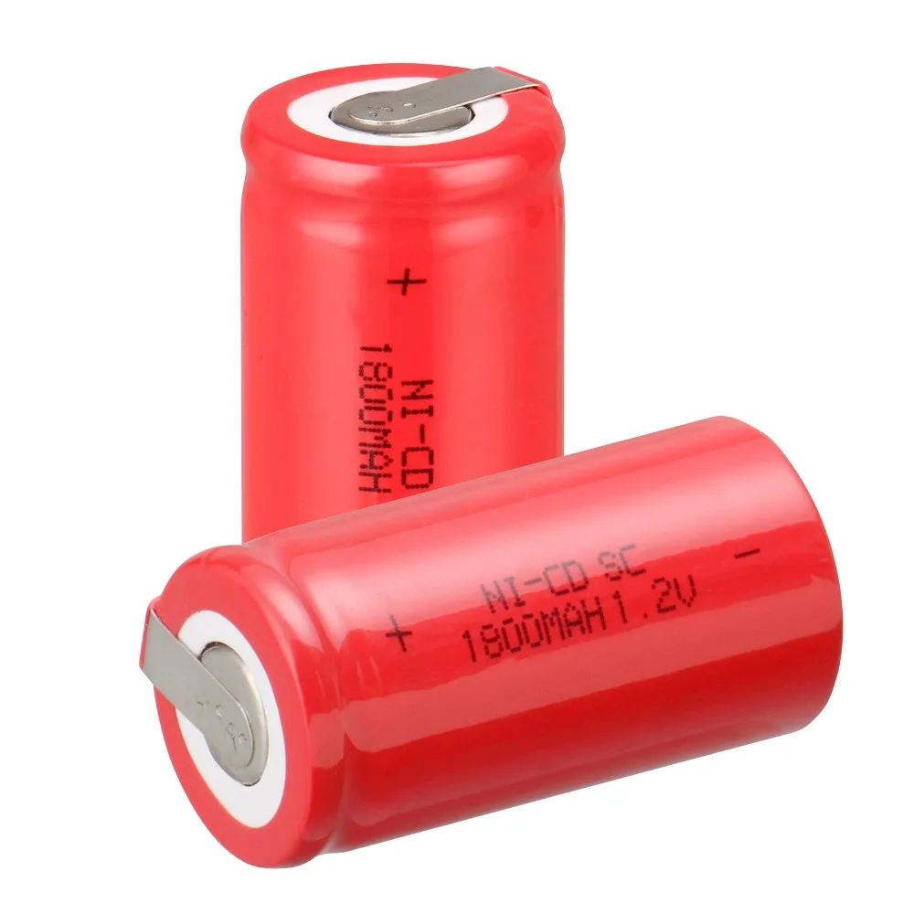 

11 PCS Sub C SC battery 1.2V 1800mAh rechargeable battery Ni-Cd battery with tab 4.25*2.2cm--red   color