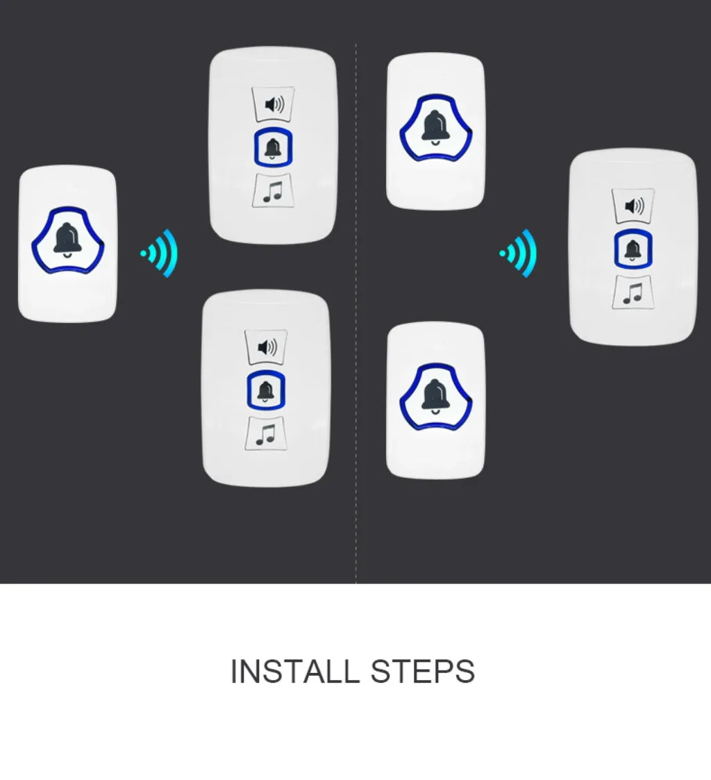 Белый светодиодный зуммер умный беспроводной зуммер на батарейках 32 Песни беспроводной дверной звонок 19Apr 1 беспроводной зуммер