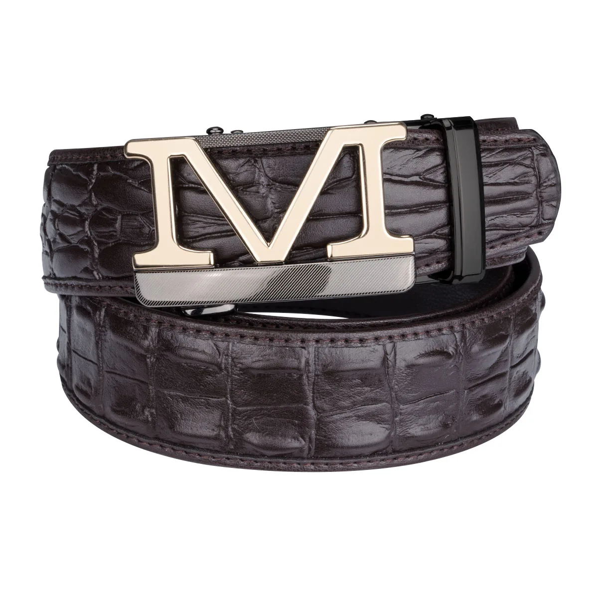 

DiBanGu Luxury Desinger Belts for Men Luxury Crocodile Leather Belt Men Casual Brown Leather Belts for Jeans 130cm long F-0058-B