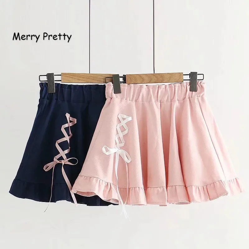 Женская джинсовая мини юбка Merry Pretty розовая плиссированная с высокой талией на