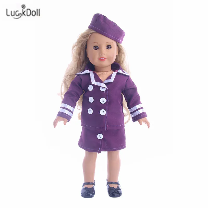 LUCKDOLL Высокое качество модная летняя новая форма костюм из трех предметов для 1" американская кукла или 43 см кукла игрушка аксессуары