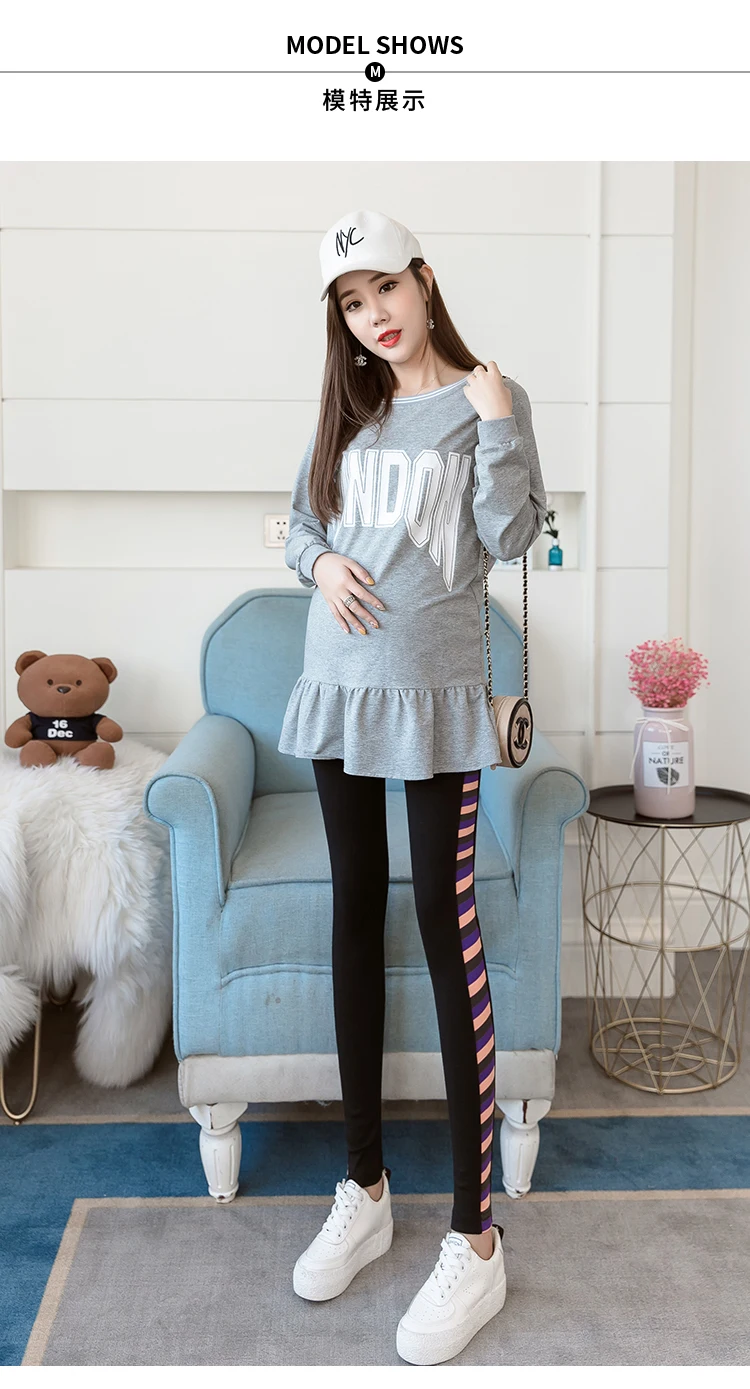 Apoio de Alta Barriga para Mulheres Leggings Moda Maternidade Primavera Outono Calças Desgaste Gravidez Elástica Grávidas Algodão 8 Cheap Leggings