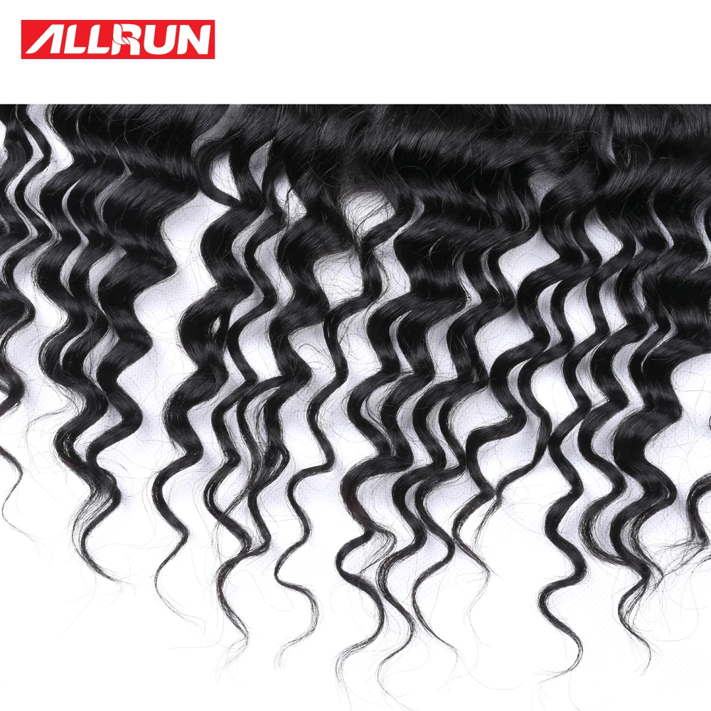 Allrun Hair Peruvian Deep Wave Human Hair Lace Frontal Closure PrePlucked 13x4 Ear To Ear Full Lace Closure Human Hair Extension