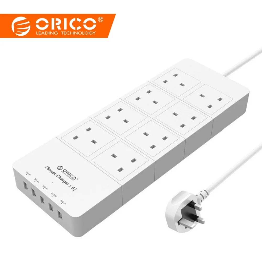 Цена ORICO Мощность полосы 4 6 8 Порты и разъёмы USB розетки Smart удлинитель патрона разъем Мощность полосы Стабилизатор напряжения Великобритания plug