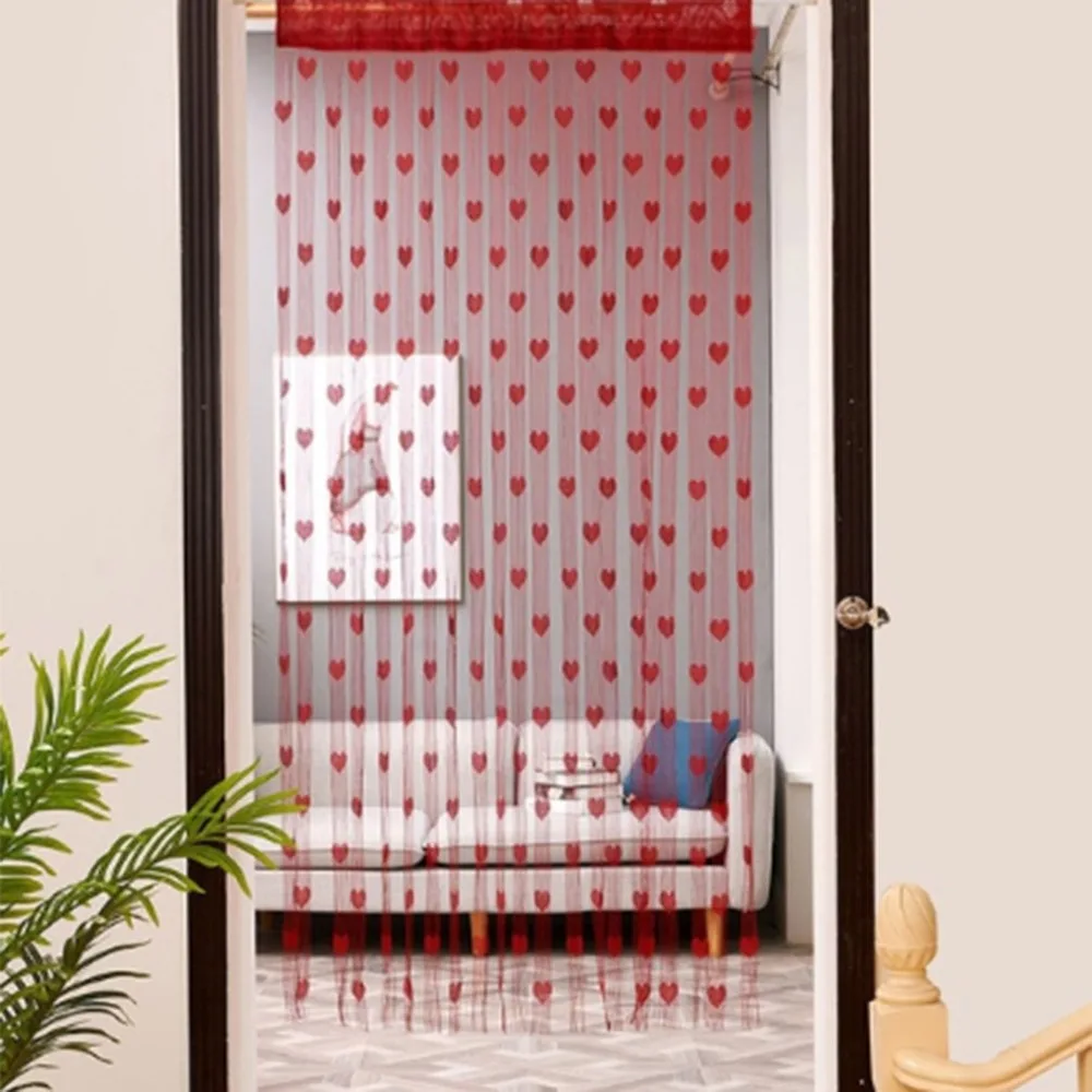 

Love Heart String Curtain Window Door Divider Sheer Curtain Valance Soft Summer Decorative Protect Window Screen Curtain