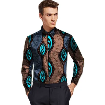 

Handsome Men's African Shirts Dress Africa Festive Pattern Long Sleeve Shirts Men Fashion African Clothes For Men Customized
