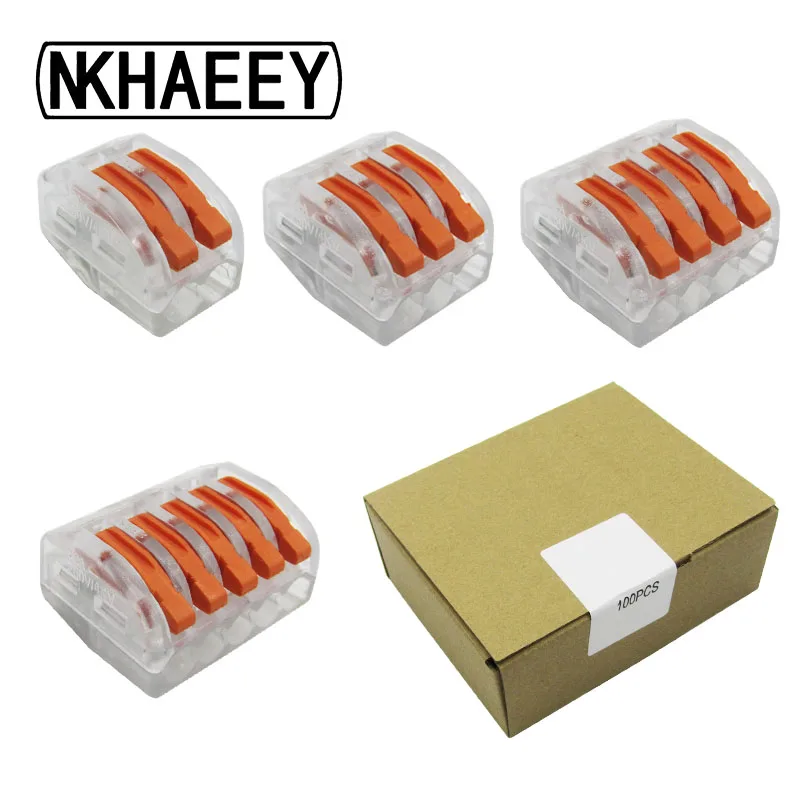 

Universal Compact Wiring Terminal Block (100PCS/BOX) Mini Fast Connector Push-in Conductor,Wago Connector Wire Connectors512-515