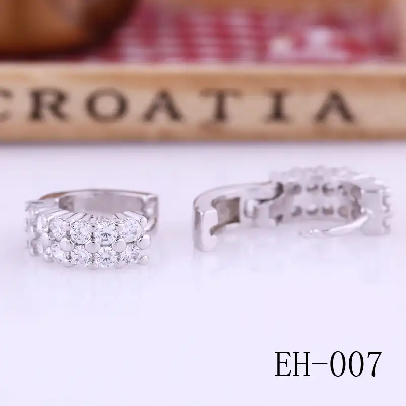 2017 Бесплатная доставка Jewelry Для женщин ювелирных изделий микро серия Han серебряный орнамент с двойной ряд циркон серьги Для женщин уха клип