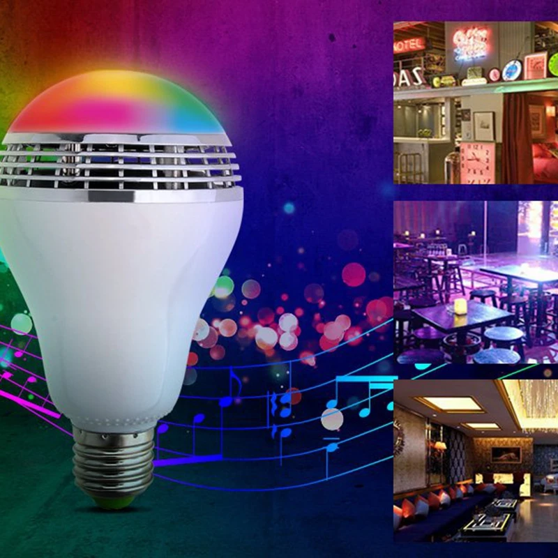 Умная Wifi лампа E27 8 Вт светодиодная RGB Беспроводная Bluetooth Колонка 3 приложение