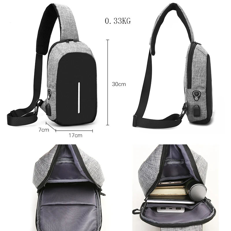 الرجال الصدر أكياس الذكور متعددة الوظائف عارضة حقيبة Crossbody الرجال الصوت خط USB شحن الصدر أكياس مكافحة سرقة حقيبة ساعي SD-013