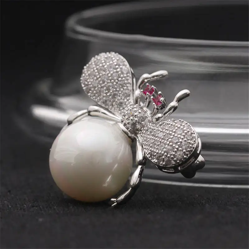 DoreenBeads милый значок в форме пчелы с имитацией жемчужных бусин булавка для