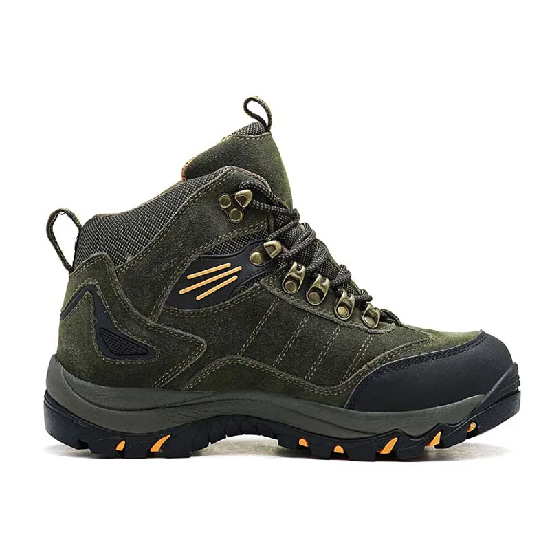 Gomnead/Мужская зимняя уличная походная обувь; кожаная обувь для охоты; треккинговые ботинки из водонепроницаемого материала; фирменные теплые спортивные кроссовки для мужчин - Цвет: Green
