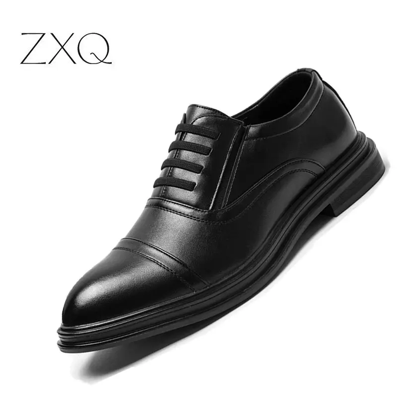 

New High Quality Microfiber Leather Men Classic Black Shoes Lace-Up Business Dress Men Oxfords Shoes Male Formal Shoe