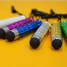 10 шт./лот, миниатюрная цилиндрическая конденсаторная ручка с заглушкой от пыли, стилус, емкостный стилус из микрофибры для сенсорного экрана, стилус для ipad и iphone