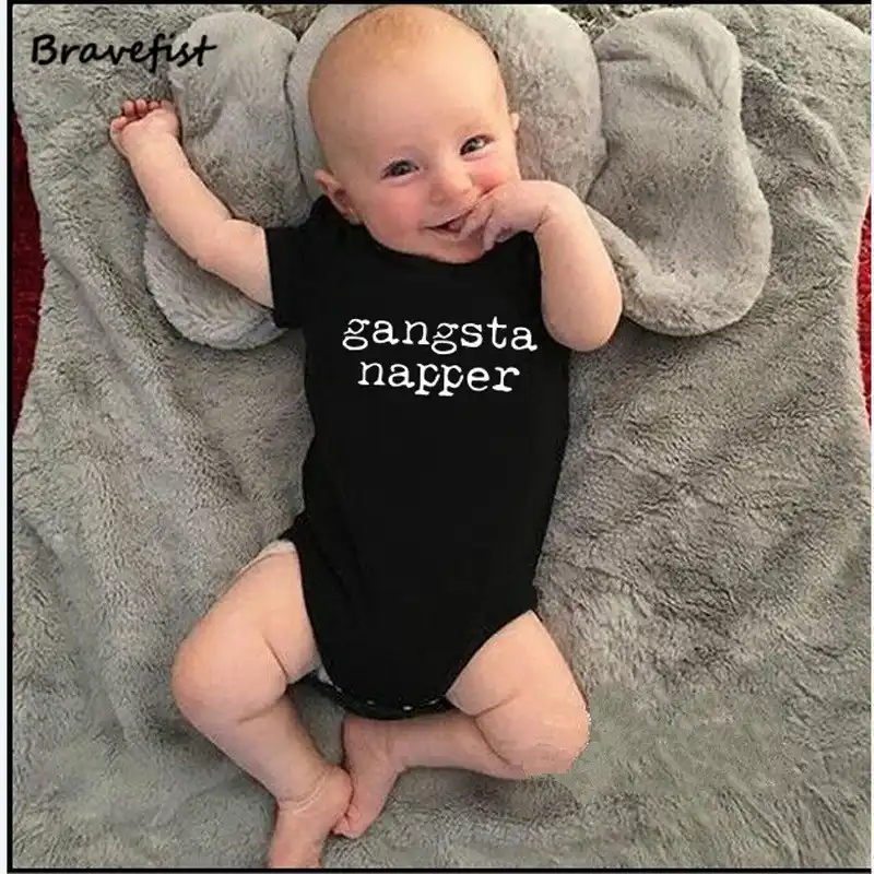 Black Baby Bodysuit Boy Girls Boys Short Sleeve Leisure Jumpsuit