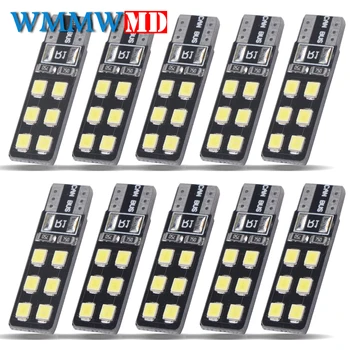 

10PCS led Car Interior Bulb Canbus NO Error T10 w5w 194 168 White 6000K 2835-12SMD LED 12V Car Side Wedge Light Lamp Auto Bulb