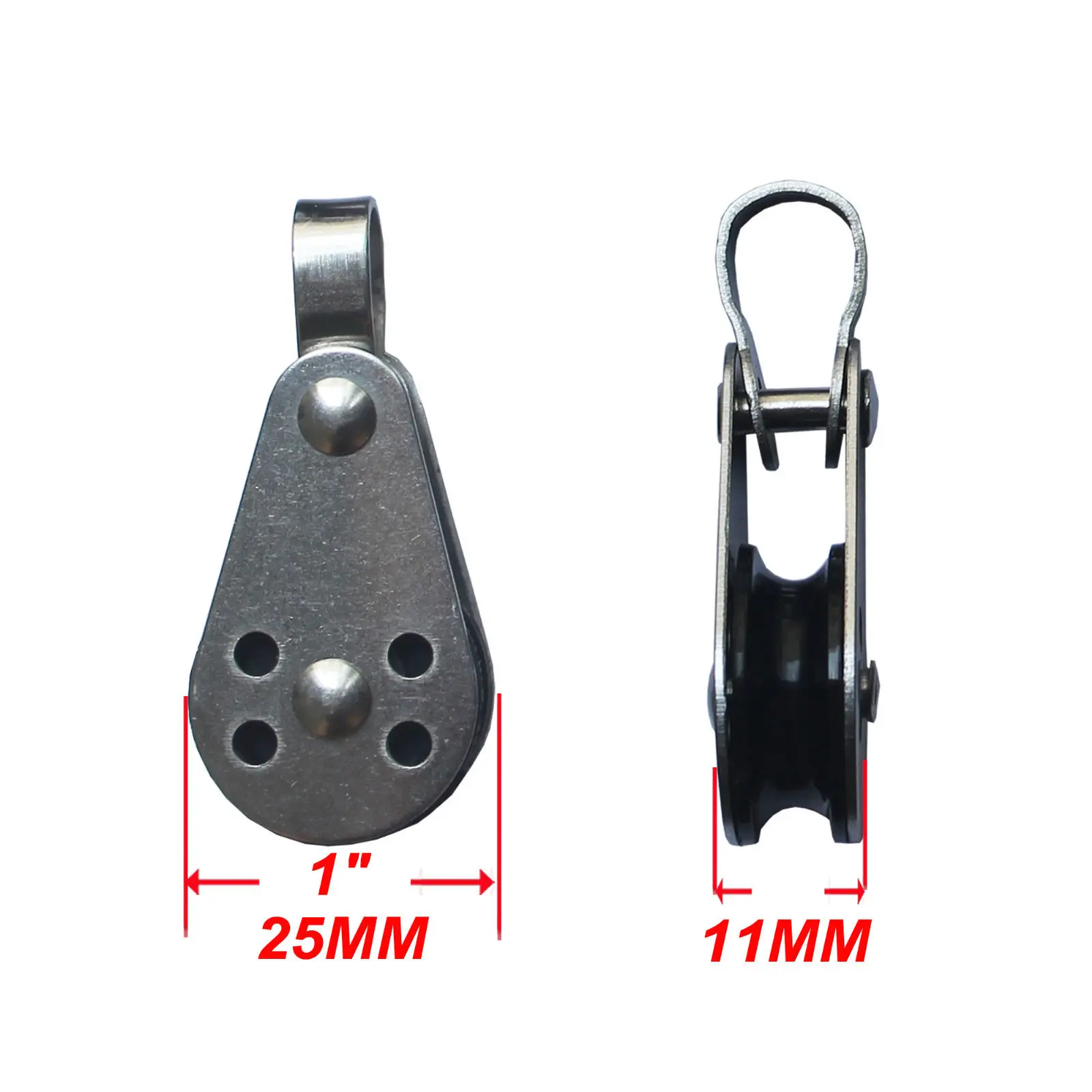 Marine Kayak Pulley Blocks, Pad Eyes Self-Lock Rope Runner for Anchor Trolley Kit Kayak Canoe Fishing Boat Dinghy Yaht Accessory