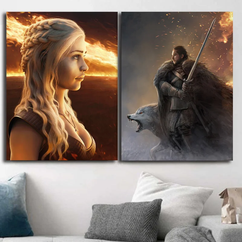 

Game of Thrones Poster Hot TV Series Wall Picture Wall Art Decor Silk Poster Print Daenerys Targaryen Wall Decorative Painting
