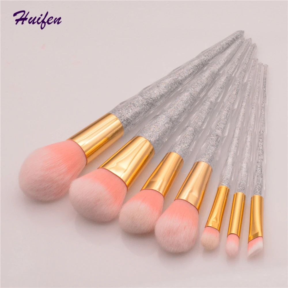 

7pcs Glitter Makeup Brush Set Diamond Cosmetic Powder Blush Contour Brush Pro Make up Tools Kits 100sets/lot (YP0196)